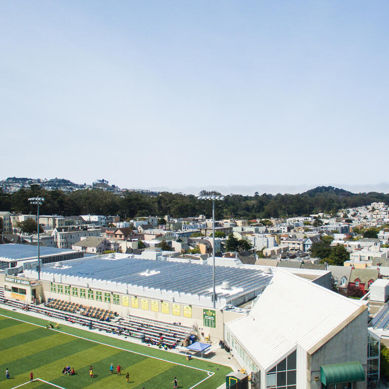 Aerial view of Koret and the soccer field