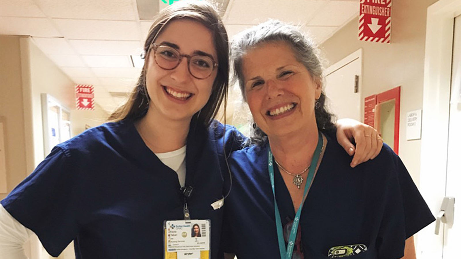 Kayla Tabari with a preceptor in a hospital.