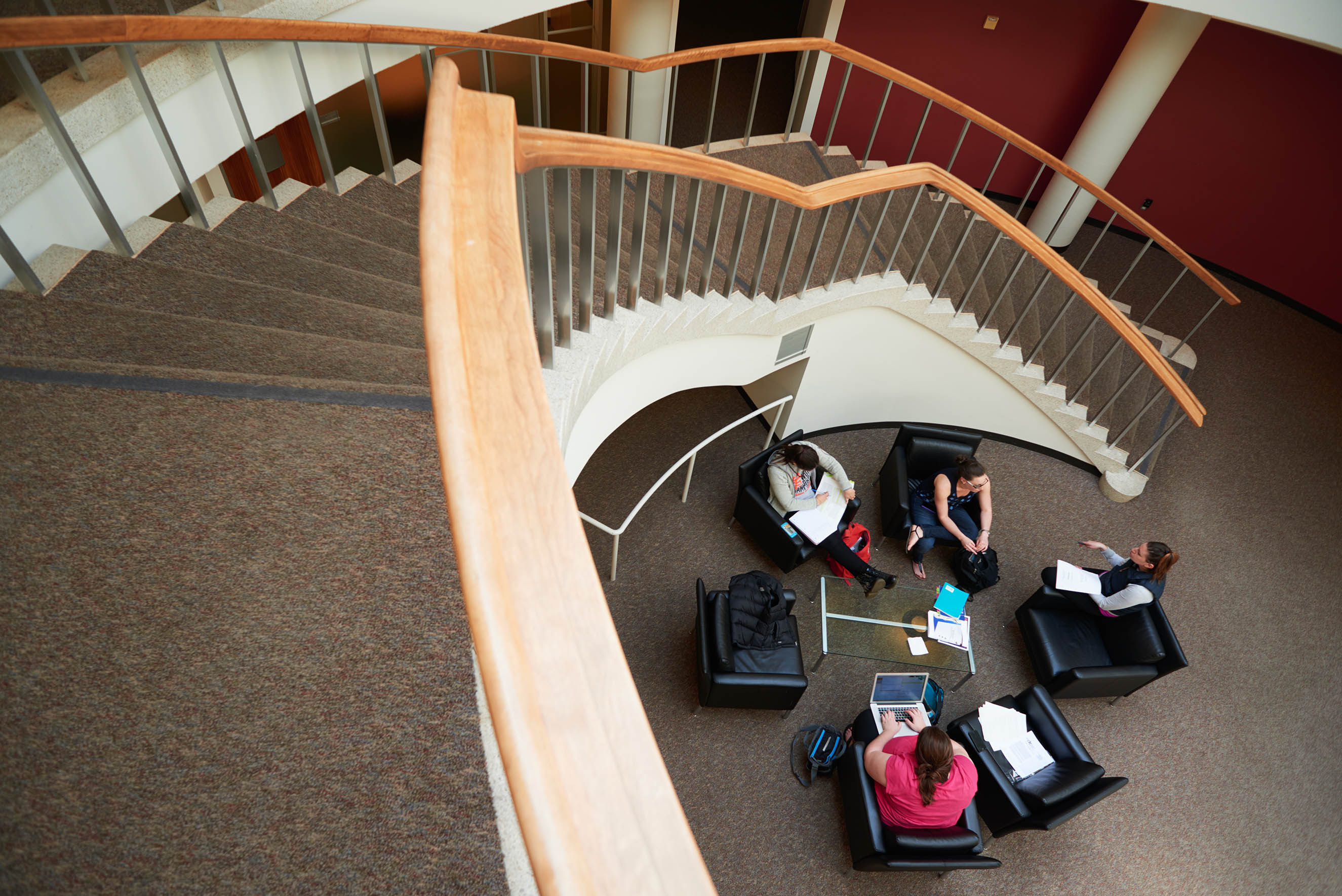 Students collaborating in common area.