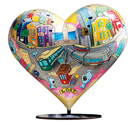 San Francisco painted on a heart shaped sculpture
