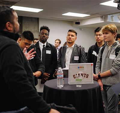 Students at a career fair