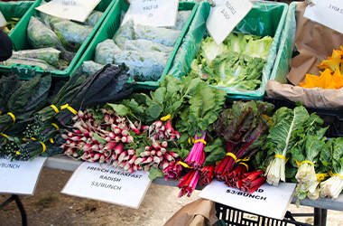Farmstand produce for sale, on location in Bolinas