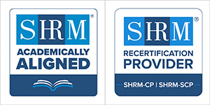 SHRM recertification provider badge and SHRM academically aligned badge