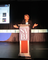 Alumna Mary Clark Bartlett receiving 2014 Woman of Influence award from the Silicon Valley Business Journal