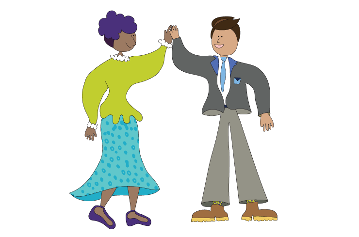 Illustration of two people high-fiving