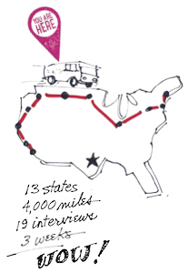 Map of the U.S. with pinpoints on states Stephanie Whitham visited