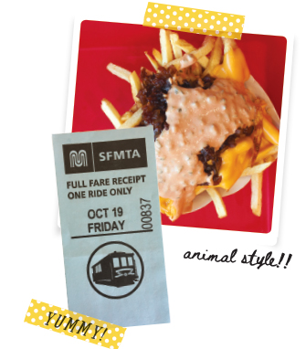 Collage of Polaroid of animal fries, muni pass.