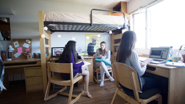 Students in a dorm room