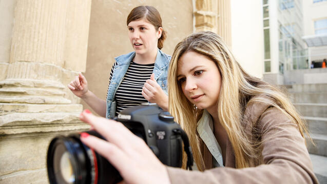 students with camera