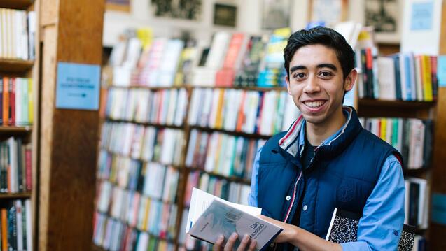 Person in a book store