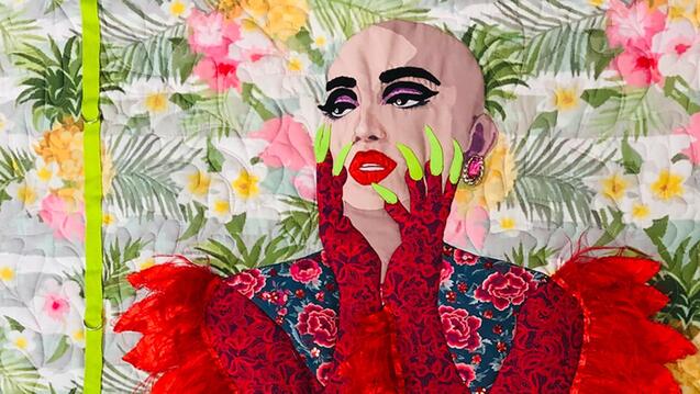 Quilted portrait by Alexander Hernandez titled Ongina Uncaged 