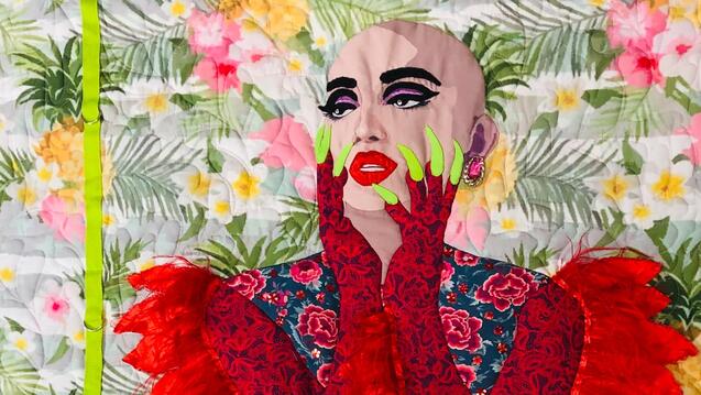 Quilted portrait by Alexander Hernandez titled Ongina Uncaged 