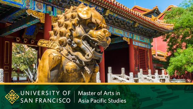 Asia Pacific Studies logo with statue of a lion 