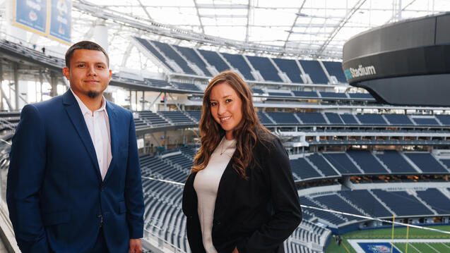 Sport Management students posing at SoFi Stadium