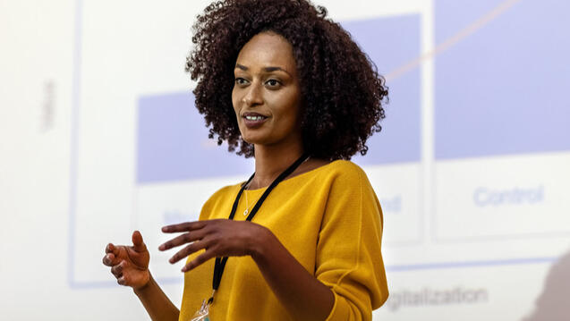 Women giving a presentation