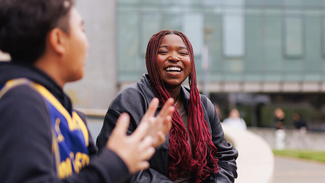 laughing student