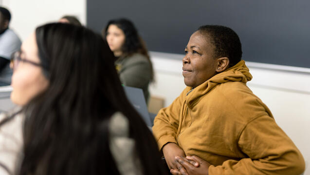 students listening to a lecture in the classroom