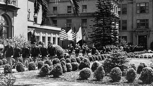marching with flags