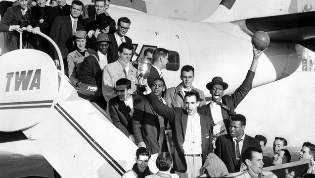 1956 usf basketball team exiting their flight