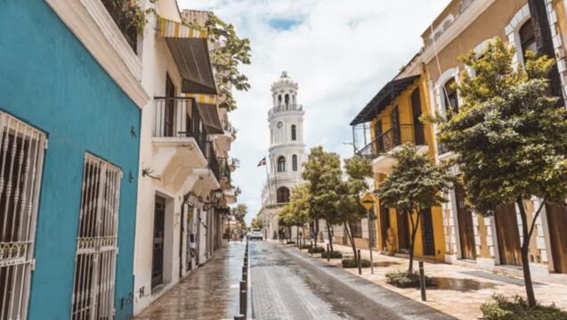 Buildings on a street in the Dominican Republic
