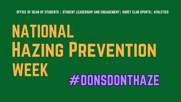 Read event details: National Hazing Prevention Week
