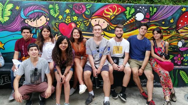 Chase Midyett '20 with a group of classmates during his studies in Colombia