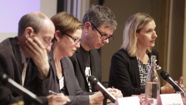 Wendy Betts, far right, at a panel discussion on big data