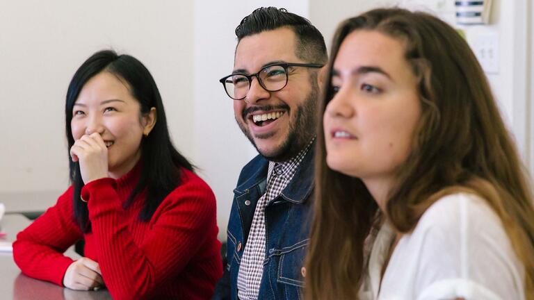 Three students in class