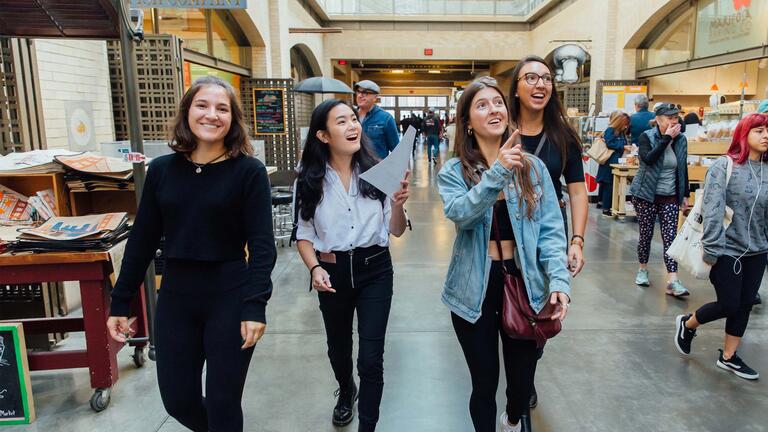 Hospitality Management class as they tour the Ferry Building and Farmers Market.