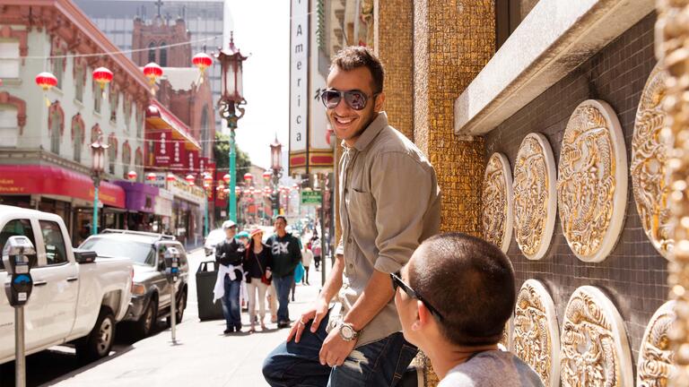 Students hanging out in Chinatown