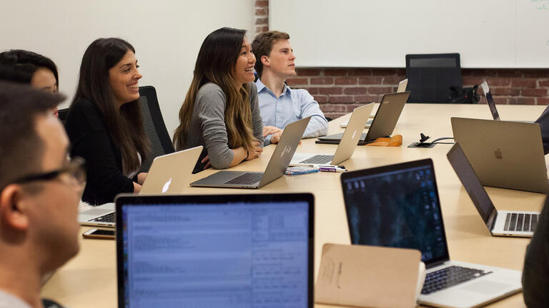 Students in technology focused classroom.