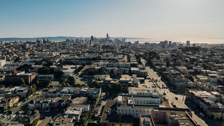 View of San Francisco from Lone Mountain in the morning