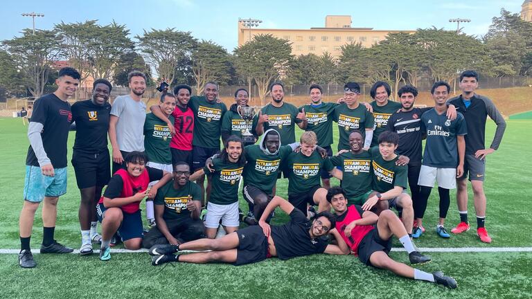 Outdoor soccer team on the soccer field