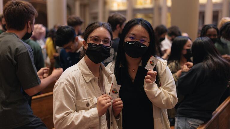 Two students in St. Ignatius church