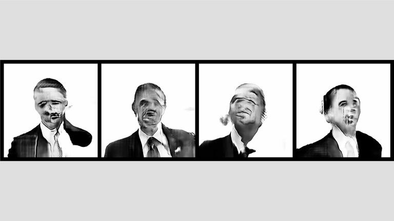 Obama, 2020, Machine Learning generated, gelatin silver print, 43”x10"