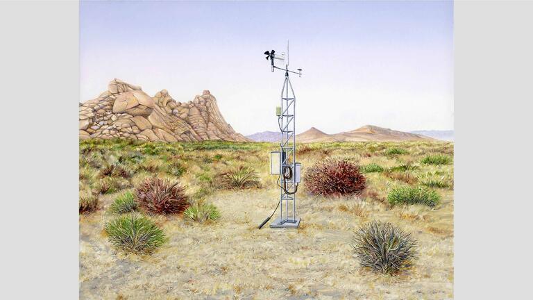 East Mojave: Weather Station, 2005, oil on panel, 8” x 10”