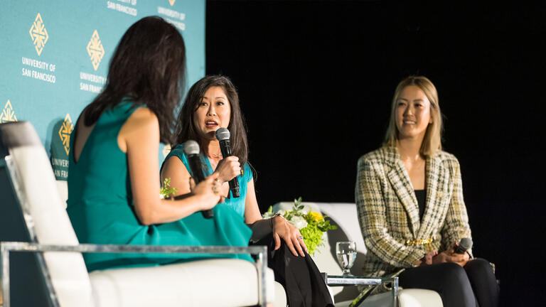 Kristi Yamaguchi and Michelle Wie West interviewed on stage