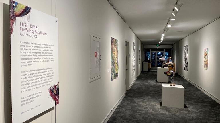 View of the Lost Keys entry panel and Thacher Gallery hallway.