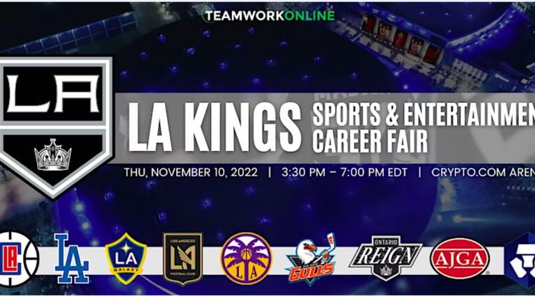 LA Kings Sports & Entertainment Career Fair - Thursday, November 10, 2022 - 12:30 - 4PM (PST) - Crypto.com Arena