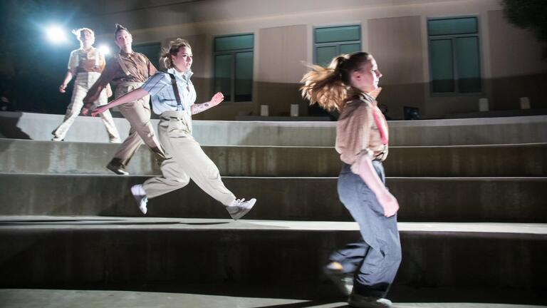 Student dancers performing in K Hall Amphitheater