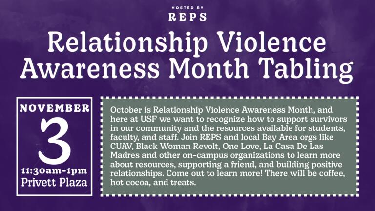 relationship Violence awareness month tabling text