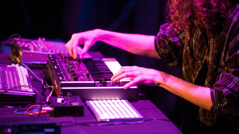 Close up of student musician during spring concert