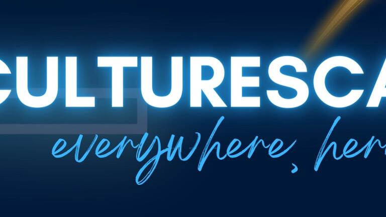 Culturescape logo with text &quot;everywhere, here&quot; 