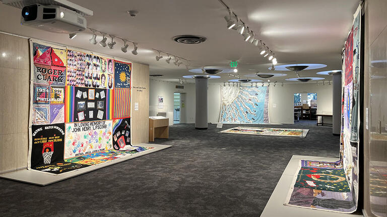 Image of Thacher Gallery's Stitching Communities Exhibition.