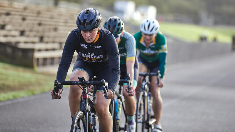 Triathletes on bicycles