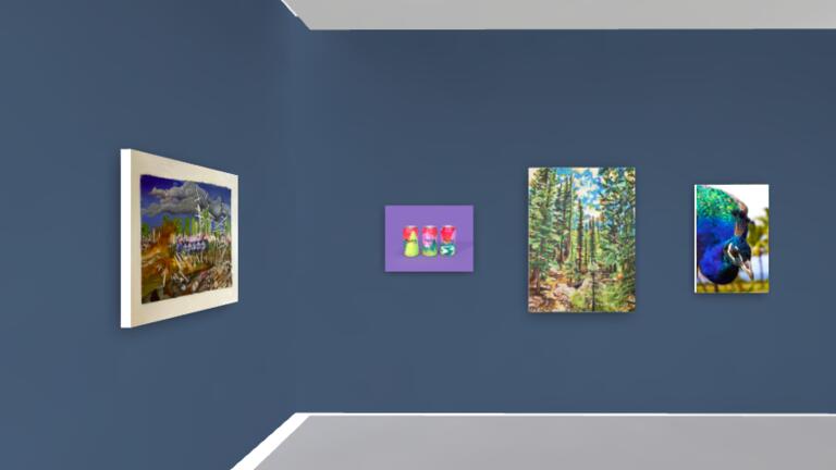 Virtual image of four different images in an exhibit
