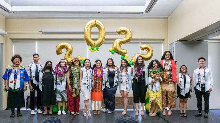 group of students at a Indigenous Peoples of Oceania Ceremony