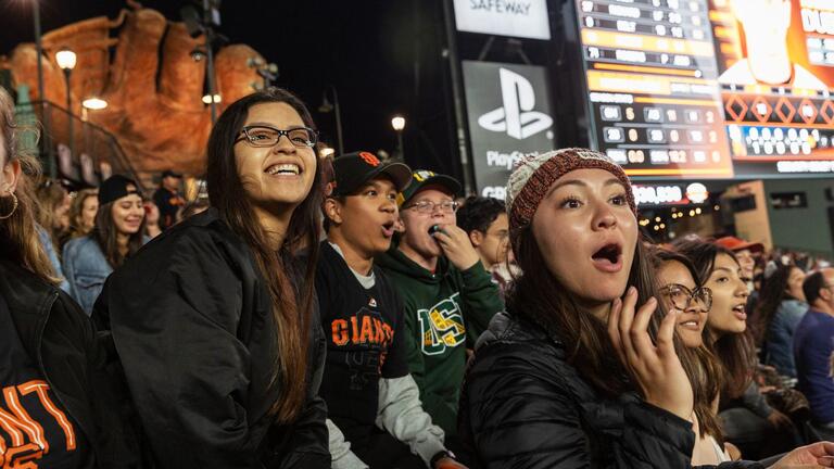 USF students at Oracle Park