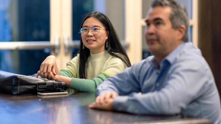 USF student participating and listening in class