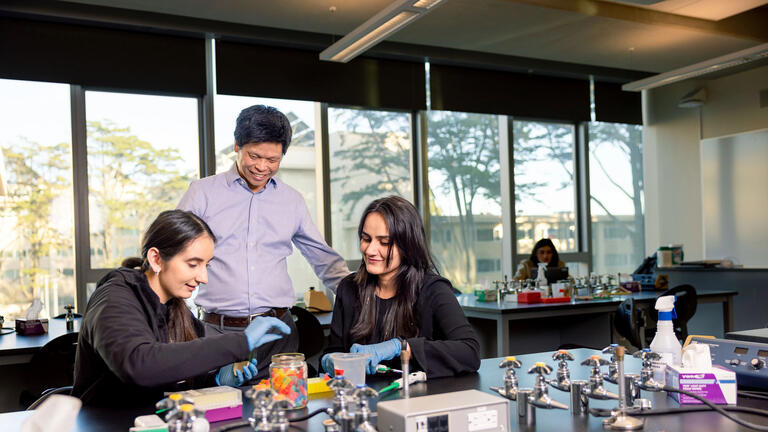 Instructor and students in classroom